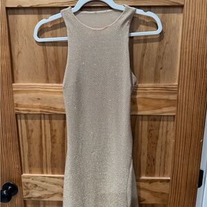 Oh Polly Shimmering Gold Backless Dress